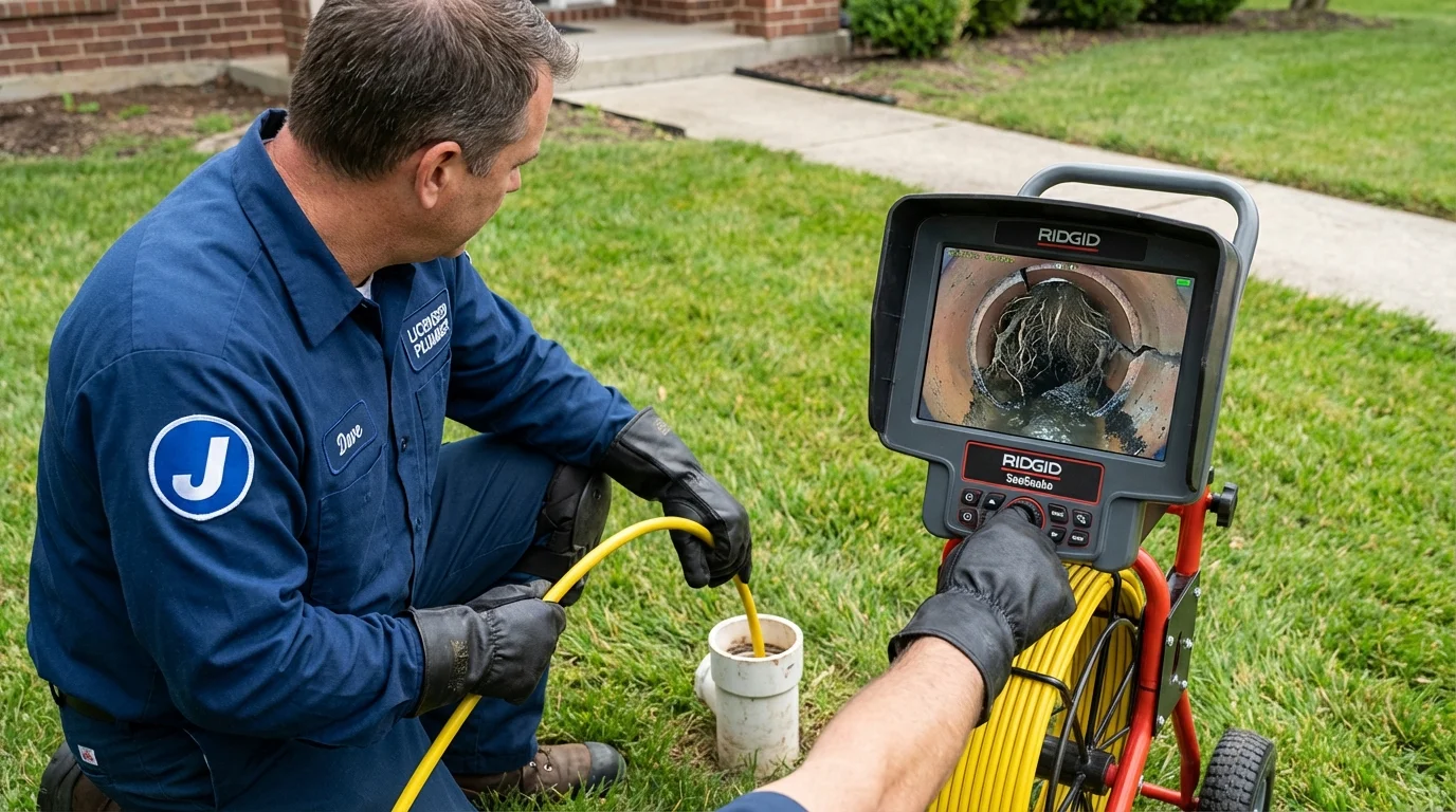 Sewer camera inspection being performed by Johns Plumbing LLC in Hazelwood